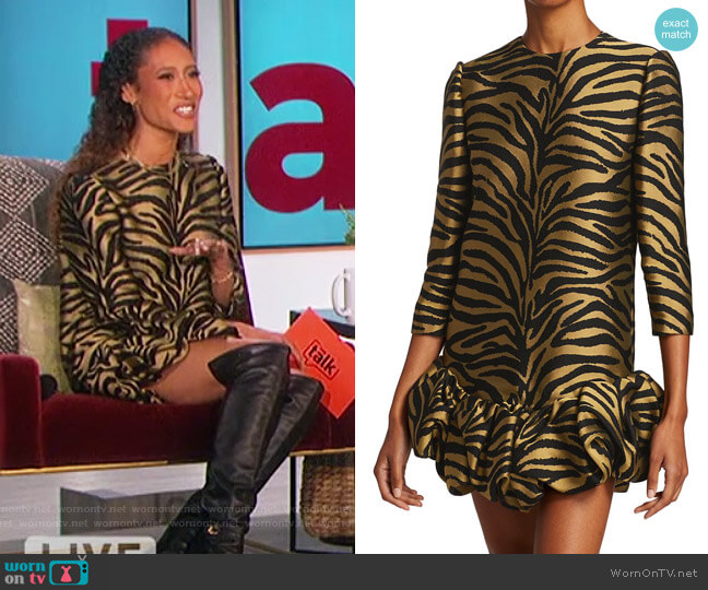 Lorie Ruffle-Hem Mini Dress by Khaite worn by Elaine Welteroth on The Talk