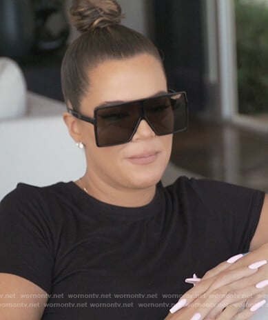 Khloe's square sunglasses on Keeping Up with the Kardashians