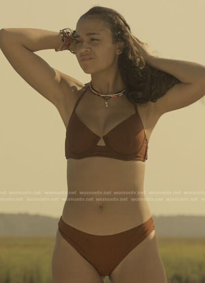 Kiara's brown bikini on Outer Banks