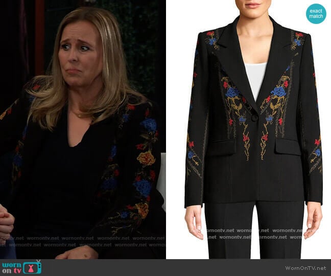 Kobi Halperin Carolyn Floral Embroidered Jacket worn by Laura Collins (Genie Francis) on General Hospital