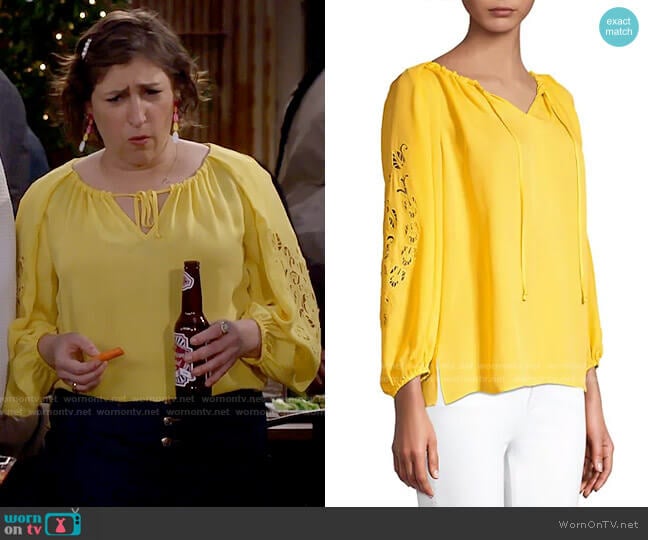 Kobi Halperin Paulina Blouse worn by Kat Silver (Mayim Bialik) on Call Me Kat