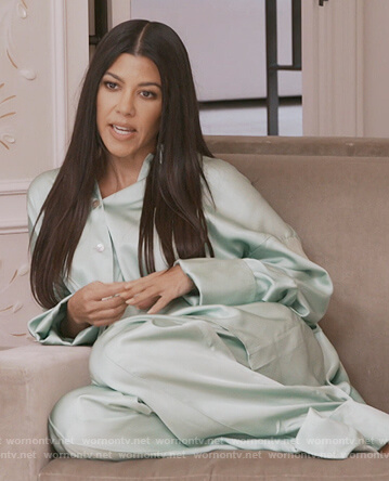 Kourtney’s mint satin pajamas on Keeping Up with the Kardashians