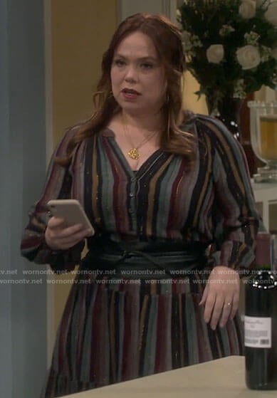 Vanessa's striped midi dress on Last Man Standing