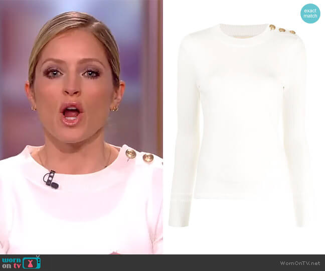 uttoned Shoulder Jumper by L'Agence worn by Sara Haines  on The View