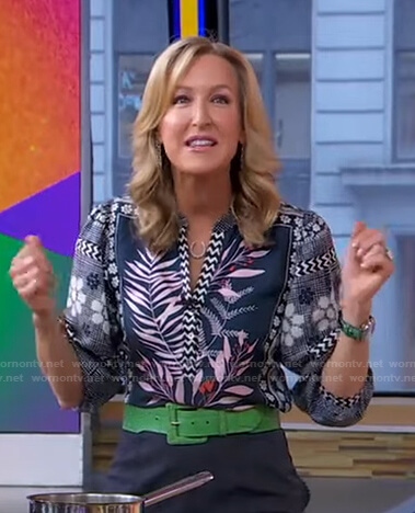 Lara’s floral v-neck blouse on Good Morning America
