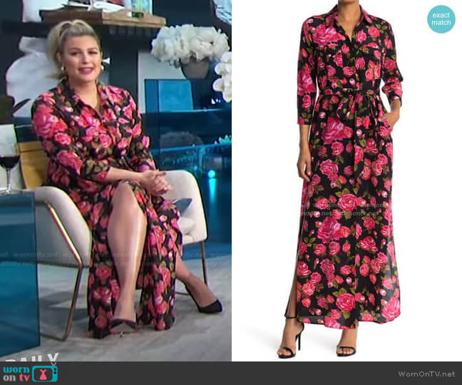 Cameron Floral Waist Tie Shirt Dress by L'Agence worn by Carissa Loethen Culiner on E! News