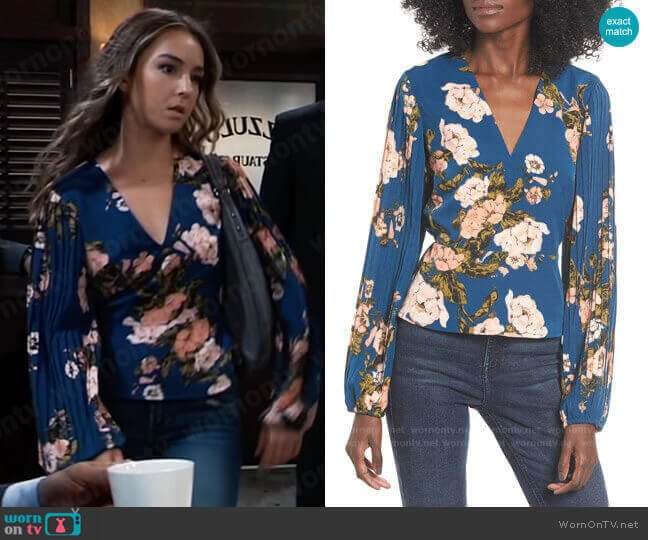 Leith Pleated Sleeve Blouse worn by Kristina Corinthos (Lexi Ainsworth) on General Hospital