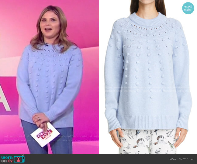 Oversize High/Low Wool & Cashmere Sweater by Lela Rose worn by Jenna Bush Hager  on Today
