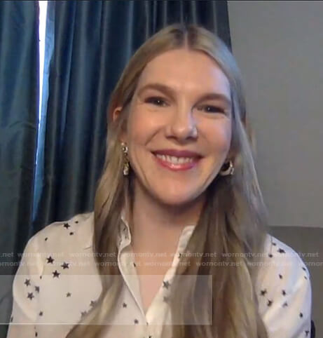 Lily Rabe’s white star print shirt on Today