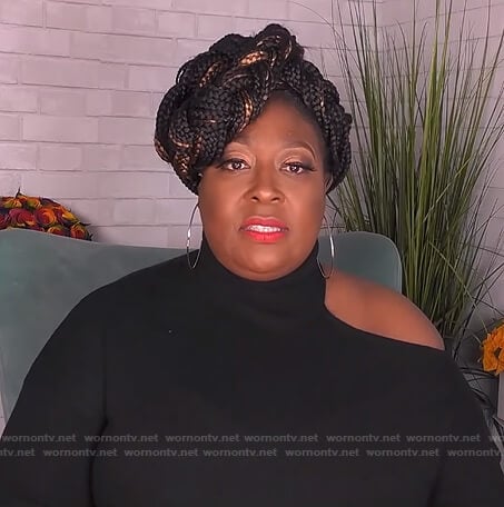 Loni’s black cutout turtleneck sweater on The Real