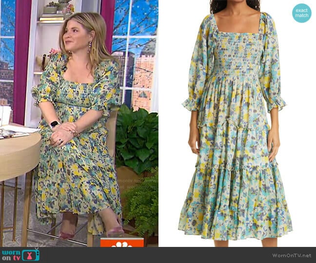 Capri Smocked Tiered Dress by Love Shack Fancy worn by Jenna Bush Hager on Today