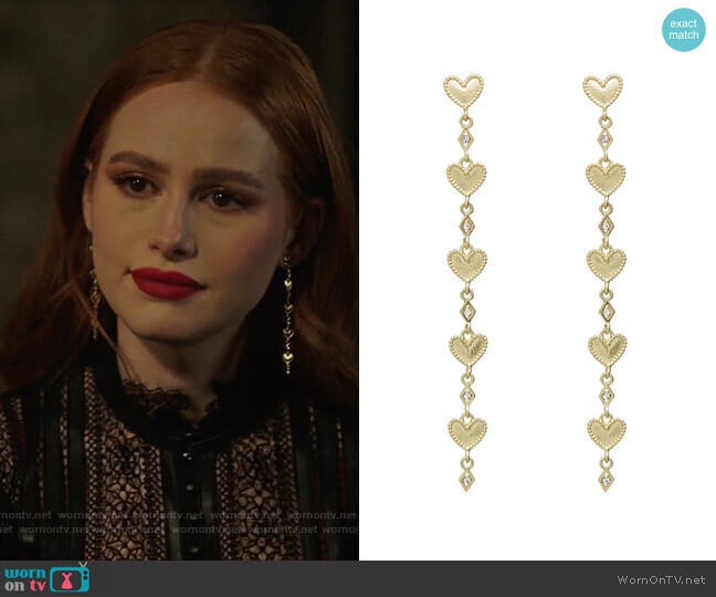 Dotted Heart Drop Studs by Luv AJ worn by Cheryl Blossom (Madelaine Petsch) on Riverdale
