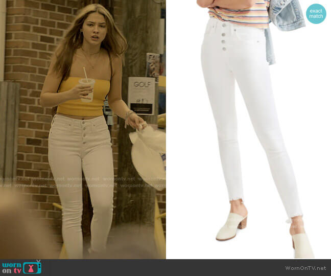 Madewell 10-Inch High Waist Button Front Ankle Skinny Jeans worn by Sarah Cameron (Madelyn Cline) on Outer Banks