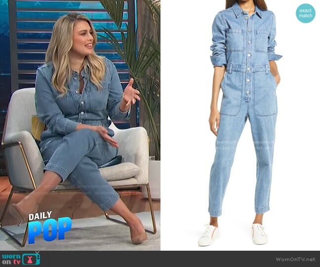 Relaxed Denim Coverall Jumpsuit by Madewell worn by Carissa Loethen Culiner on E! News