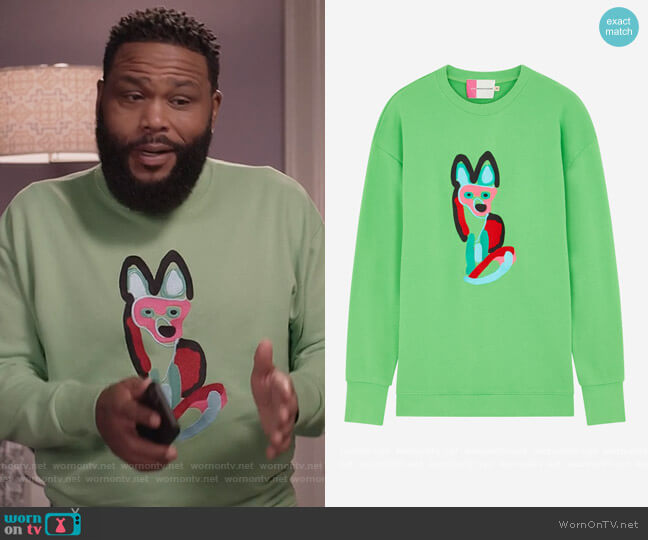 Acide Embroiderey Sweatshirt by Maison Kitsune worn by Andre Johnson (Anthony Anderson) on Black-ish