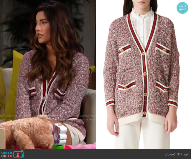 Maje Mapada Cardigan worn by Steffy Forrester (Jacqueline MacInnes Wood) on The Bold and the Beautiful