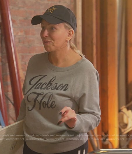 Margaret's gray Jackson Hole sweatshirt on The Real Housewives of New Jersey