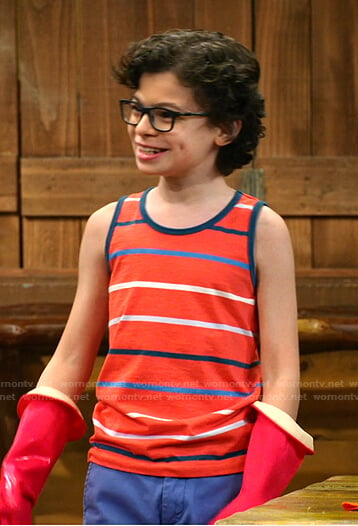 Matteo's red striped tank top on Bunkd