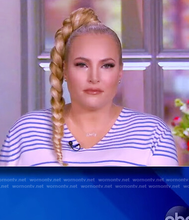 Meghan’s white and blue stripe sweater on The View