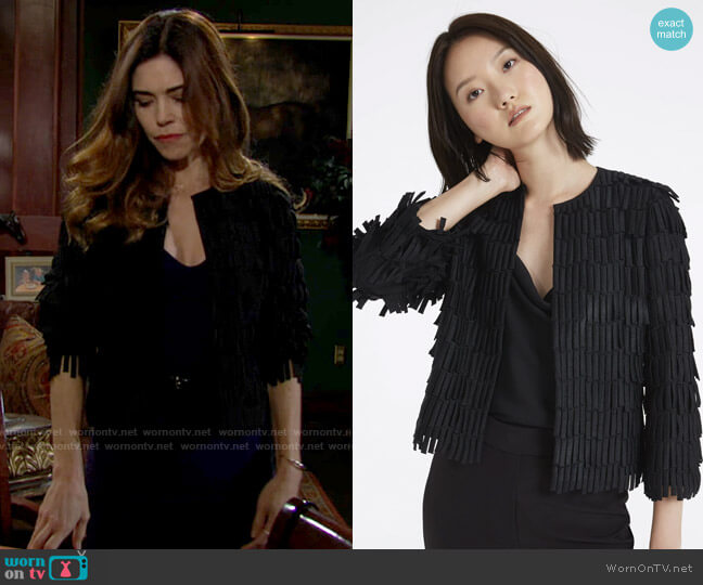 Milly Fringe Embroidery Jacket worn by Victoria Newman (Amelia Heinle) on The Young & the Restless