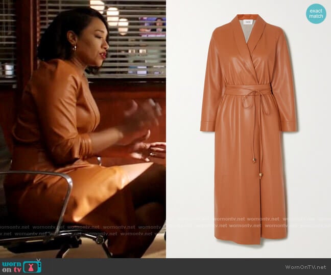 Nanushka Emery Vegan Leather Dress worn by Iris West (Candice Patton) on The Flash