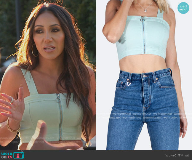 Vixen Front Zip Crop Top by Neon Blonde worn by Melissa Gorga on The Real Housewives of New Jersey