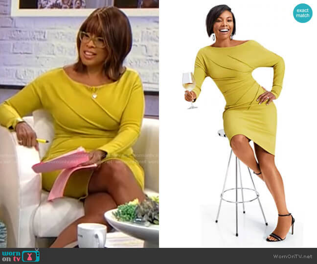 Gabrielle Union Collection by New York & Company Pleated Sheath Dress worn by Gayle King on CBS Mornings
