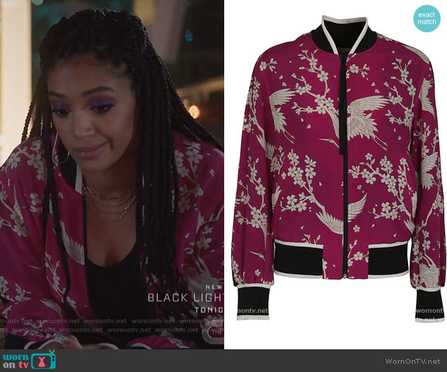 Floral Bomber Jacket by N.21 worn by Olivia Baker (Samantha Logan) on All American