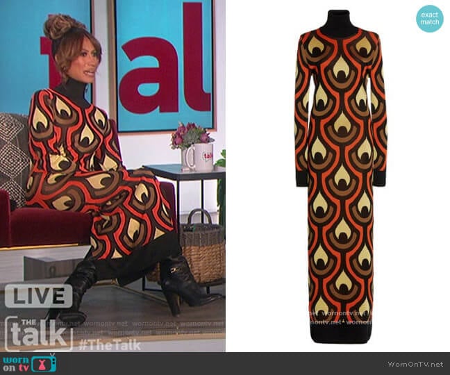 Jacquard-Knit Turtleneck Maxi Dress by Paco Rabanne worn by Elaine Welteroth on The Talk