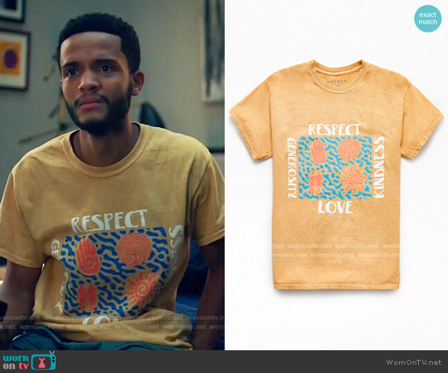 PacSun Respect Love Kindness T-Shirt worn by Micah West (Nicholas L. Ashe) on Queen Sugar