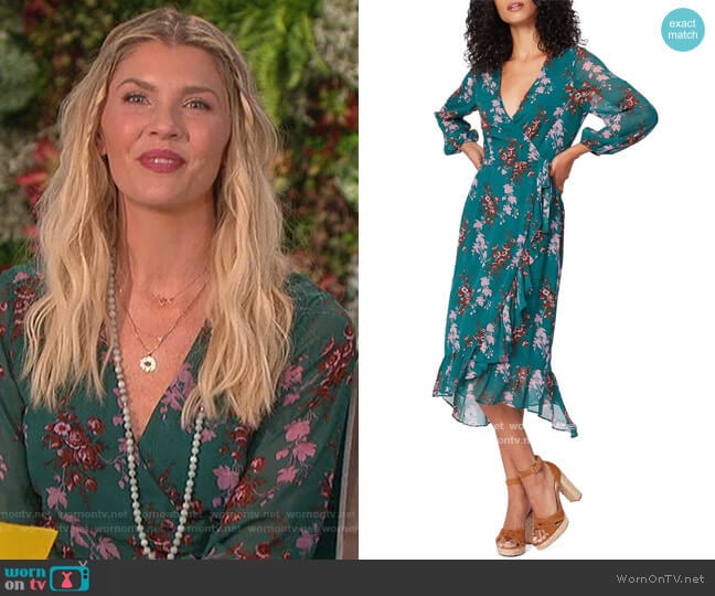 Palazzo Print Long Sleeve Silk Wrap Dress by Paige worn by Amanda Kloots on The Talk