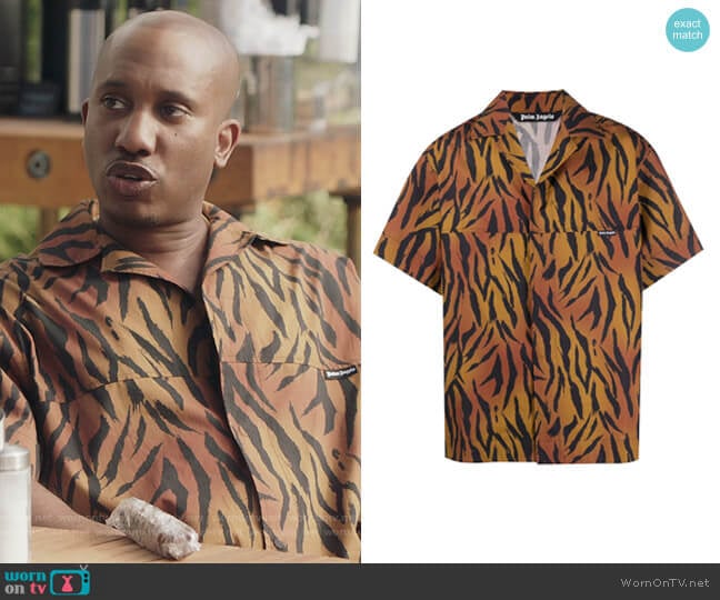 Tiger Print Shirt by Palm Angels worn by Gary Williams (Chris Redd) on Kenan