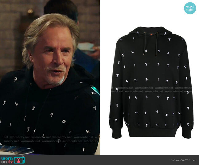 Embroidered Numbers Hoodie by Paul Smith worn by Rick (Don Johnson) on Kenan