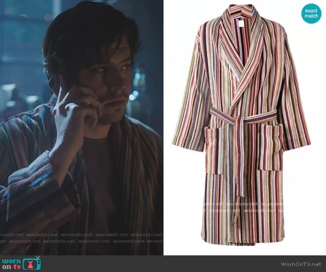 Striped Belted Bathrobe by Paul Smith worn by Jughead Jones (Cole Sprouse) on Riverdale