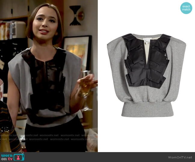 3.1 Phillip Lim French Terry Ruffle Top worn by Celia (Emma Caymares) on Call Your Mother