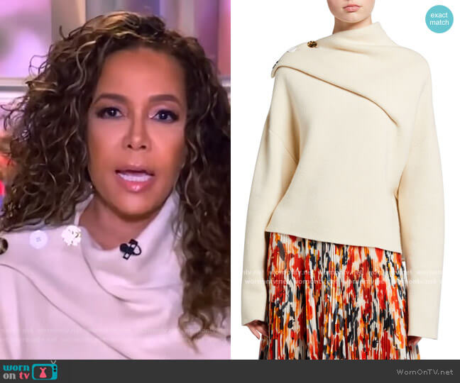 WornOnTV: Sunny’s white button shoulder drape sweater on The View ...