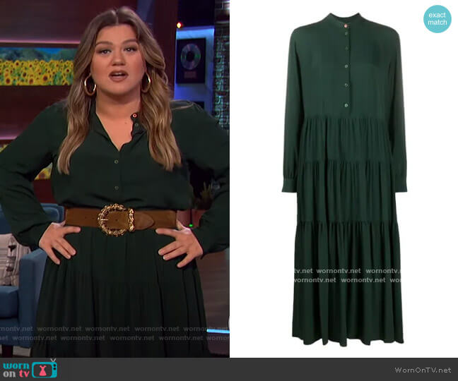 WornOnTV: Kelly’s green pleated shirtdress on The Kelly Clarkson Show ...