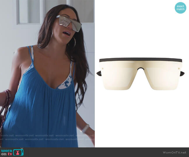 Hindsight 67mm Shield Sunglasses by Quay worn by Melissa Gorga  on The Real Housewives of New Jersey