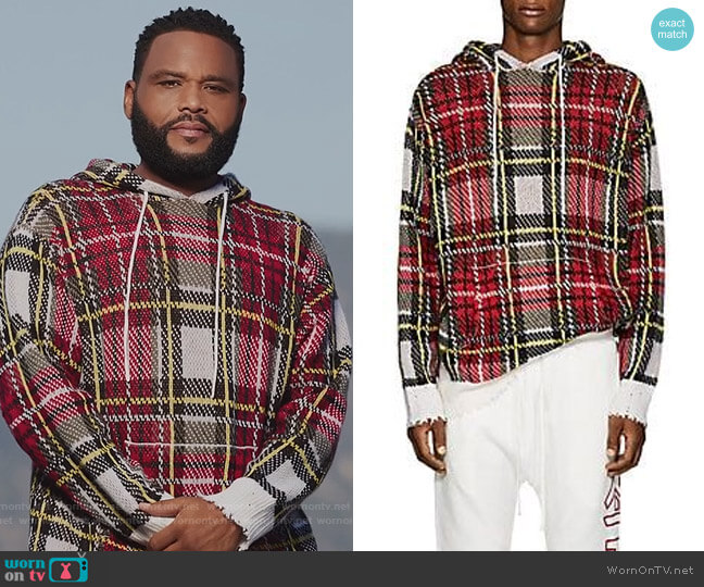 Plaid Hoodie by R13 worn by Andre Johnson (Anthony Anderson) on Black-ish