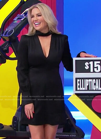 Rachel’s black cutout neck dress on The Price is Right