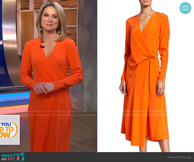 WornOnTV: Amy’s orange wrap dress on Good Morning America | Amy Robach ...