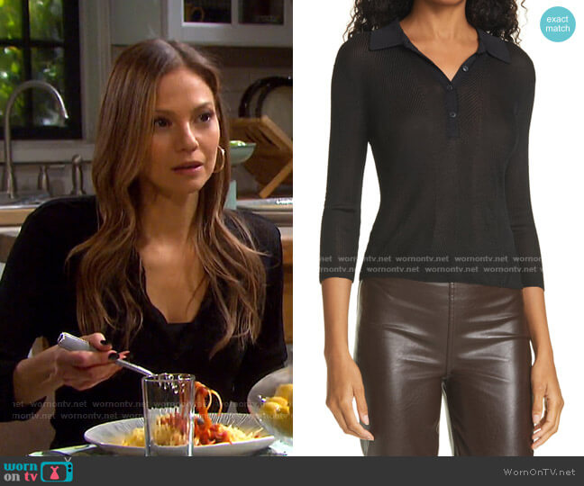 Three Quarter Sleeve Polo by Rag & Bone worn by Ava Vitali (Tamara Braun ) on Days of our Lives