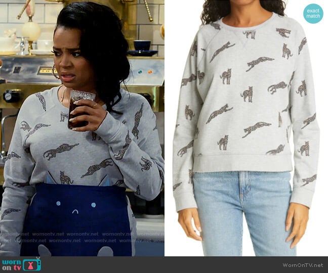 Rails Theo Jaguar Sweatshirt worn by Randi (Kyla Pratt) on Call Me Kat