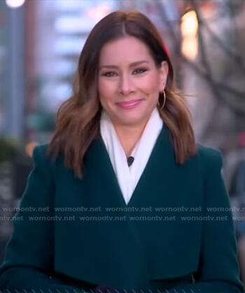 Rebecca’s green wrap coat on Good Morning America