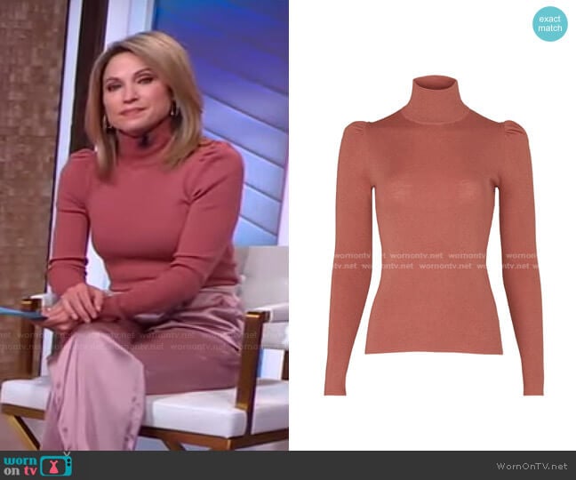 WornOnTV: Amy’s pink turtleneck sweater and satin pants on Good Morning ...