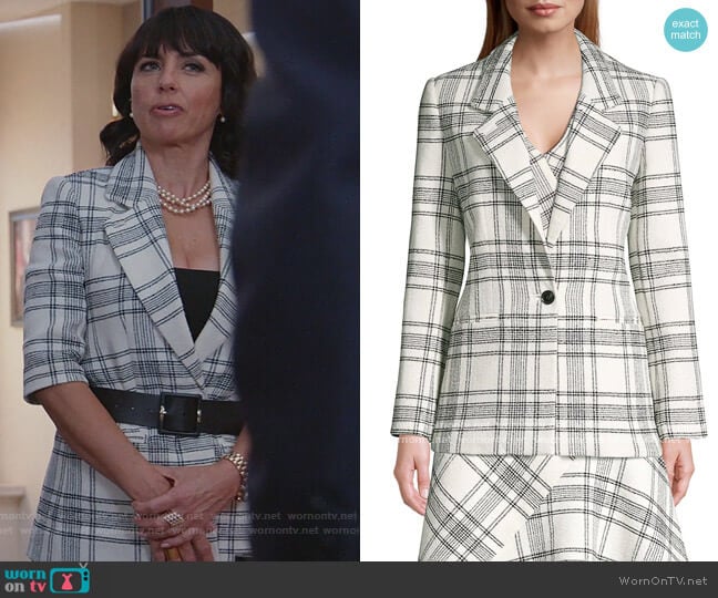 Tailored Windowpane Plaid Tweed Jacket by Rebecca Taylor worn by Kathleen Gale (Constance Zimmer) on Good Trouble