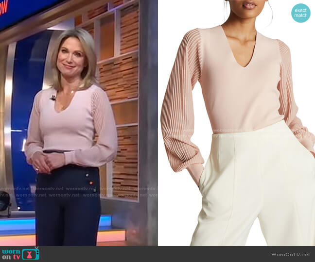 Savannah Ribbed Balloon Sleeve Sweater by Reiss worn by Amy Robach  on Good Morning America