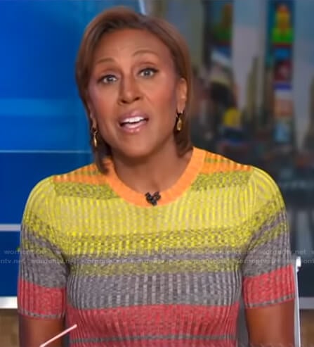 Robin’s multicolor striped ribbed knit dress on Good Morning America