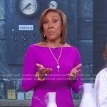 Robin’s purple long sleeve stretch dress on Good Morning America