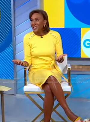 Robin’s yellow button detail dress on Good Morning America